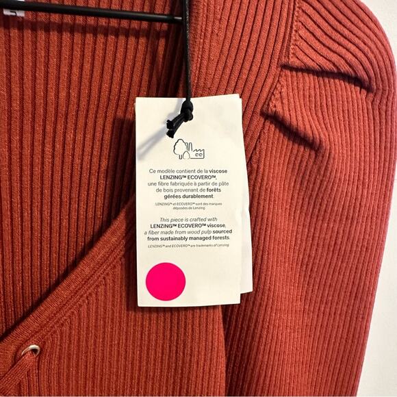 NEW Ba&sh Orange Ribbed Open Lace Front Sweater XS - Picture 11 of 12